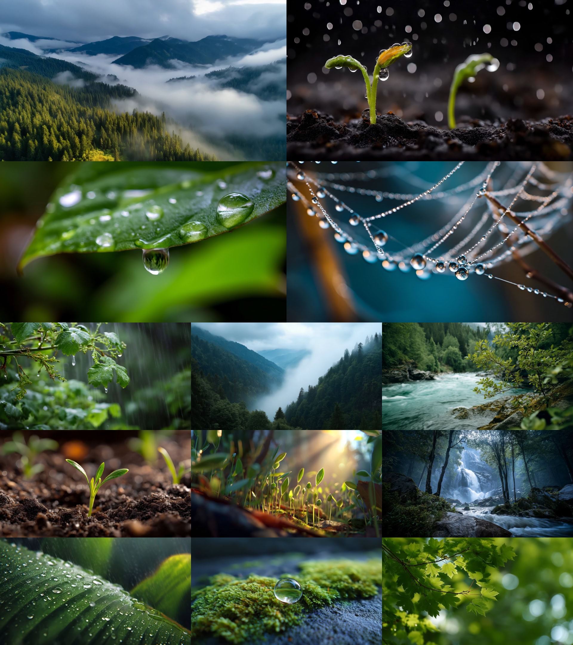 绿意盎然的山林景观与细腻的植物细节展示自然生态之美.