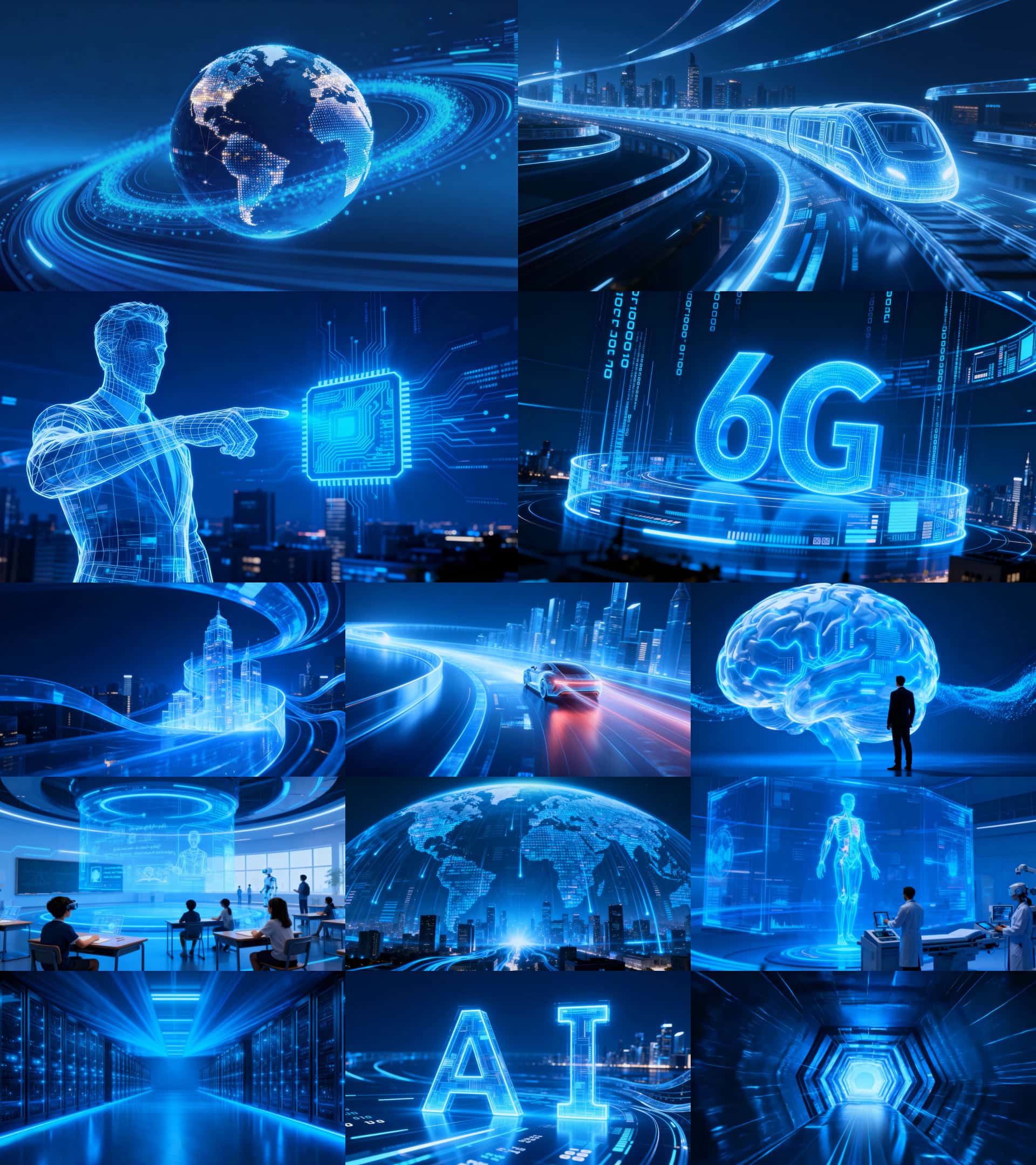 全球科技与未来城市数字化场景4K蓝色科技背景.