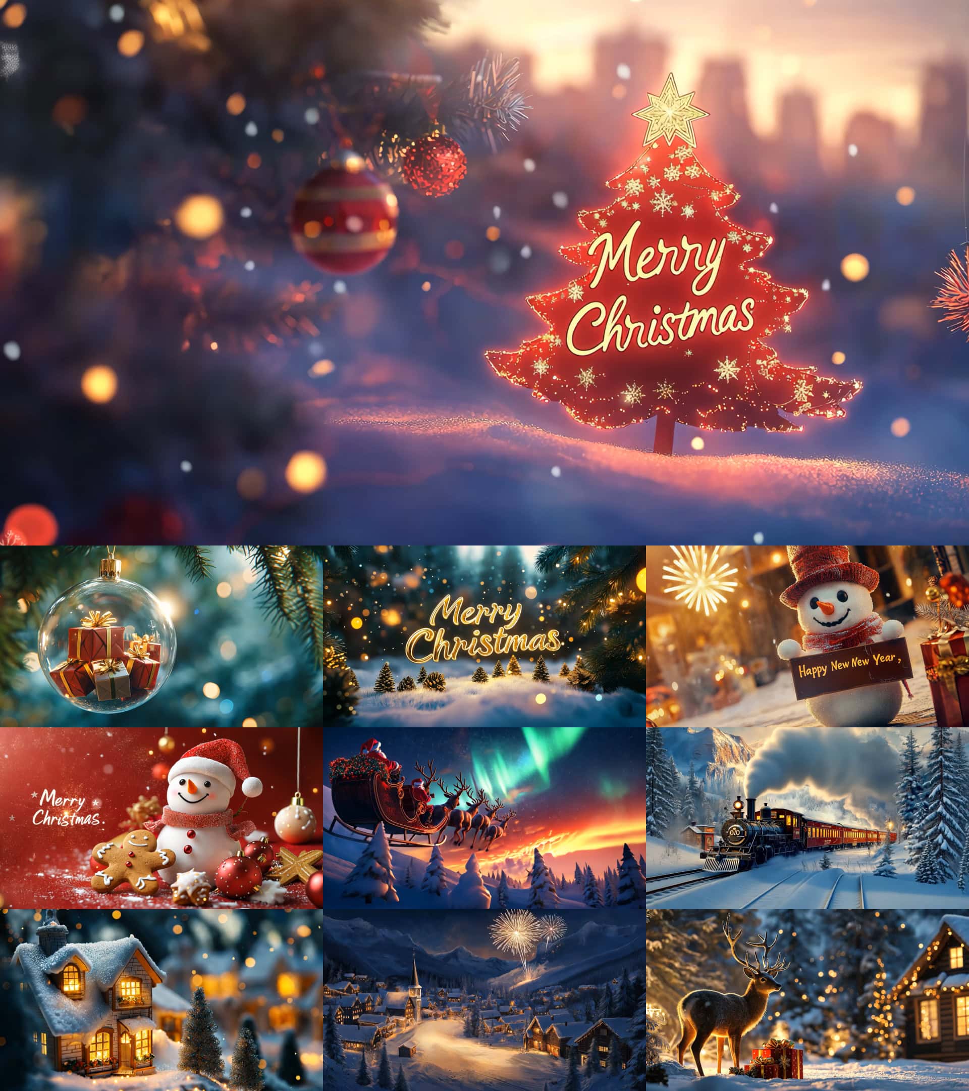 圣诞树灯光装饰，温馨节日氛围浓厚的圣诞节图片.