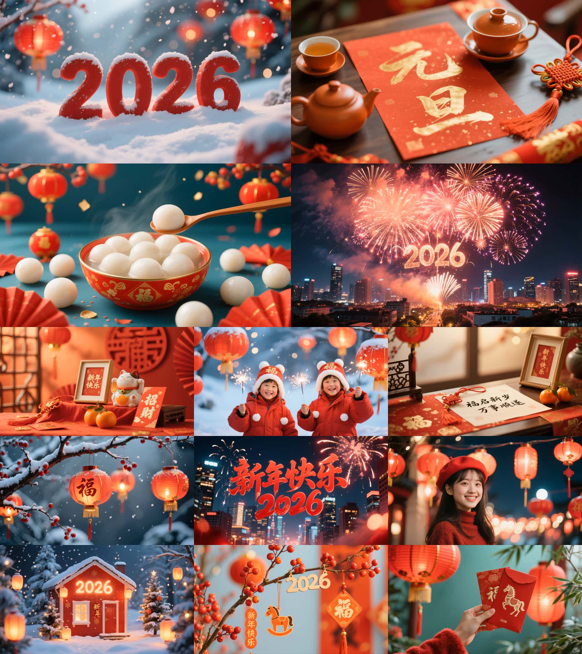 新年2026春节元宵灯笼喜庆氛围春节庆祝活动素材.