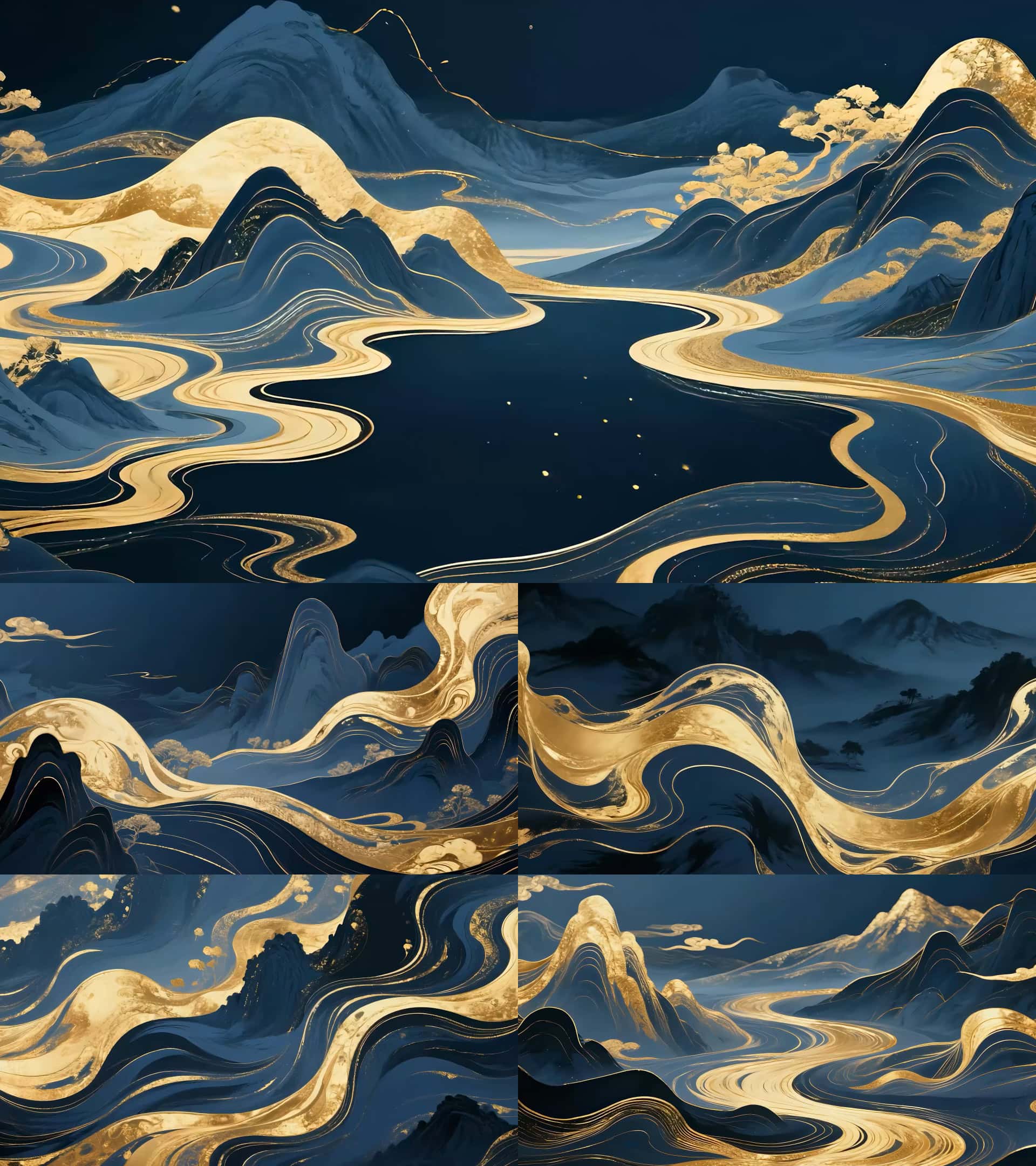 宽屏国潮鎏金山水LED舞台背景视频预览