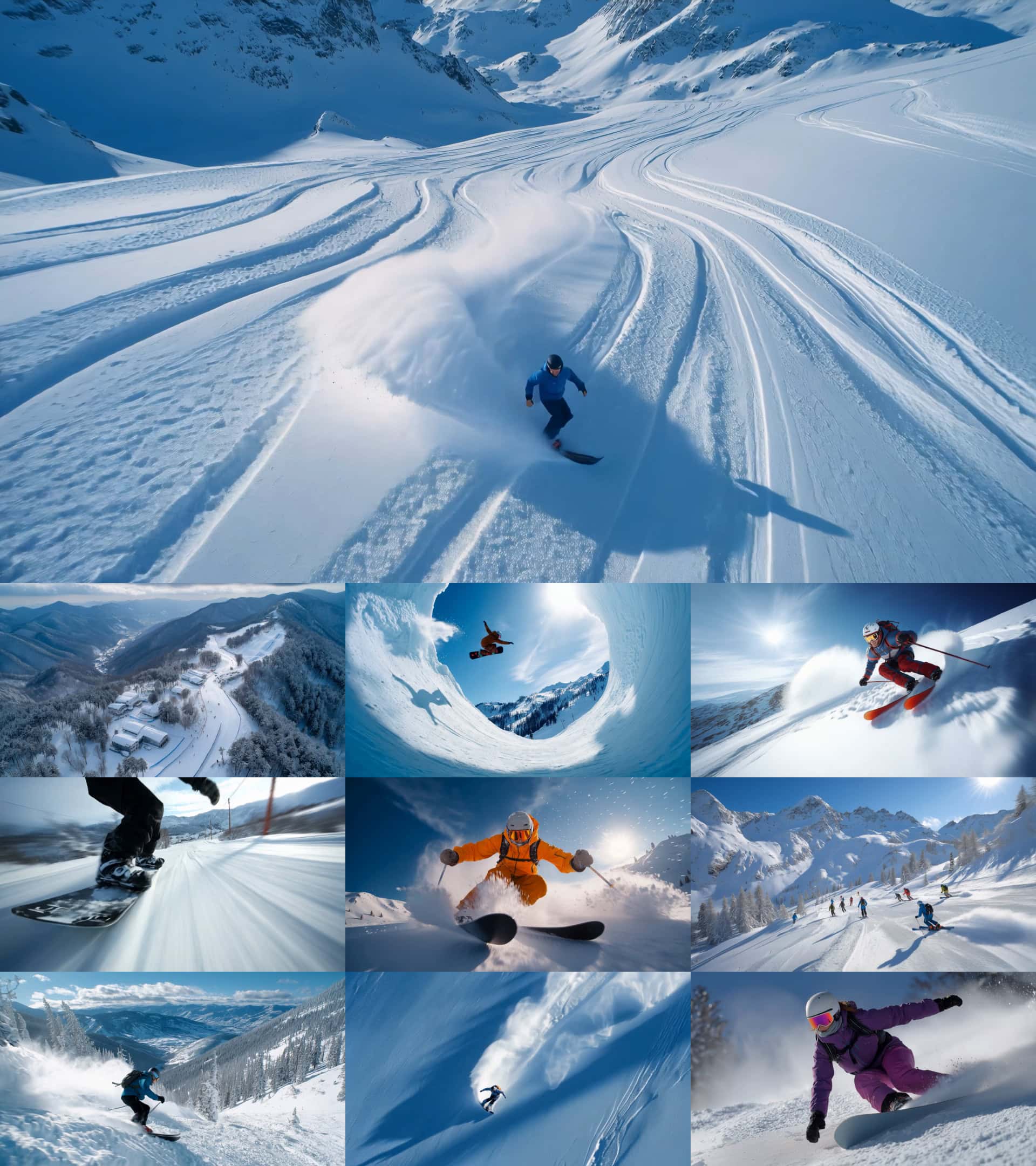 雪地滑雪运动，高清4K片头，冬季运动视频素材合集.