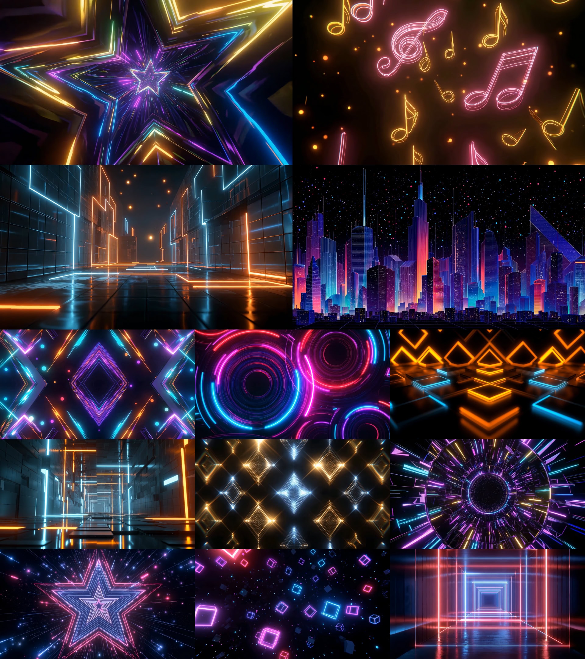 霓虹几何舞台背景视频素材炫酷LED灯光秀