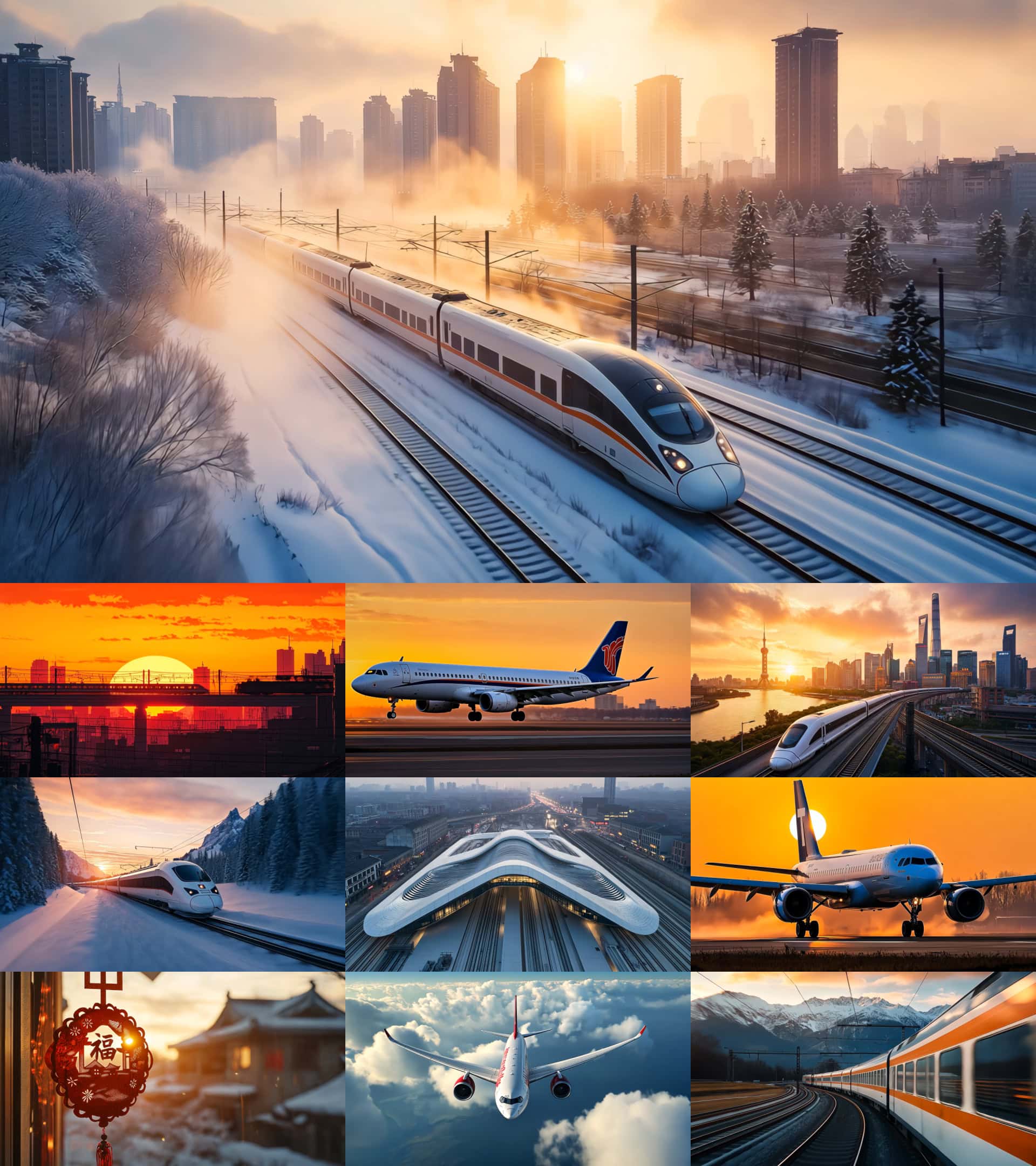 春运高铁飞机视频素材中国速度回家过年