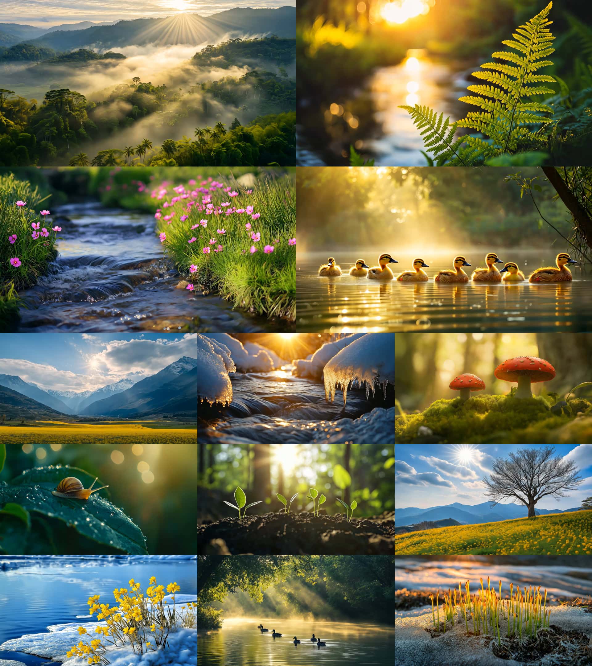 立春冰雪融化视频素材春暖花开万物复苏