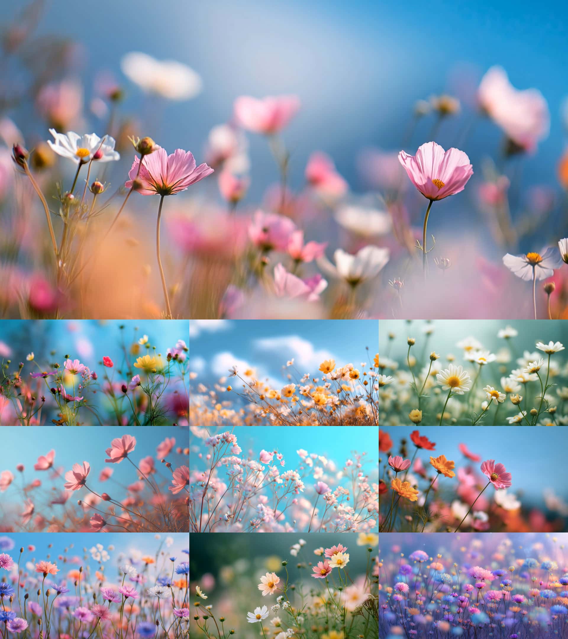 春天梦幻花海视频素材超宽屏粉色格桑花