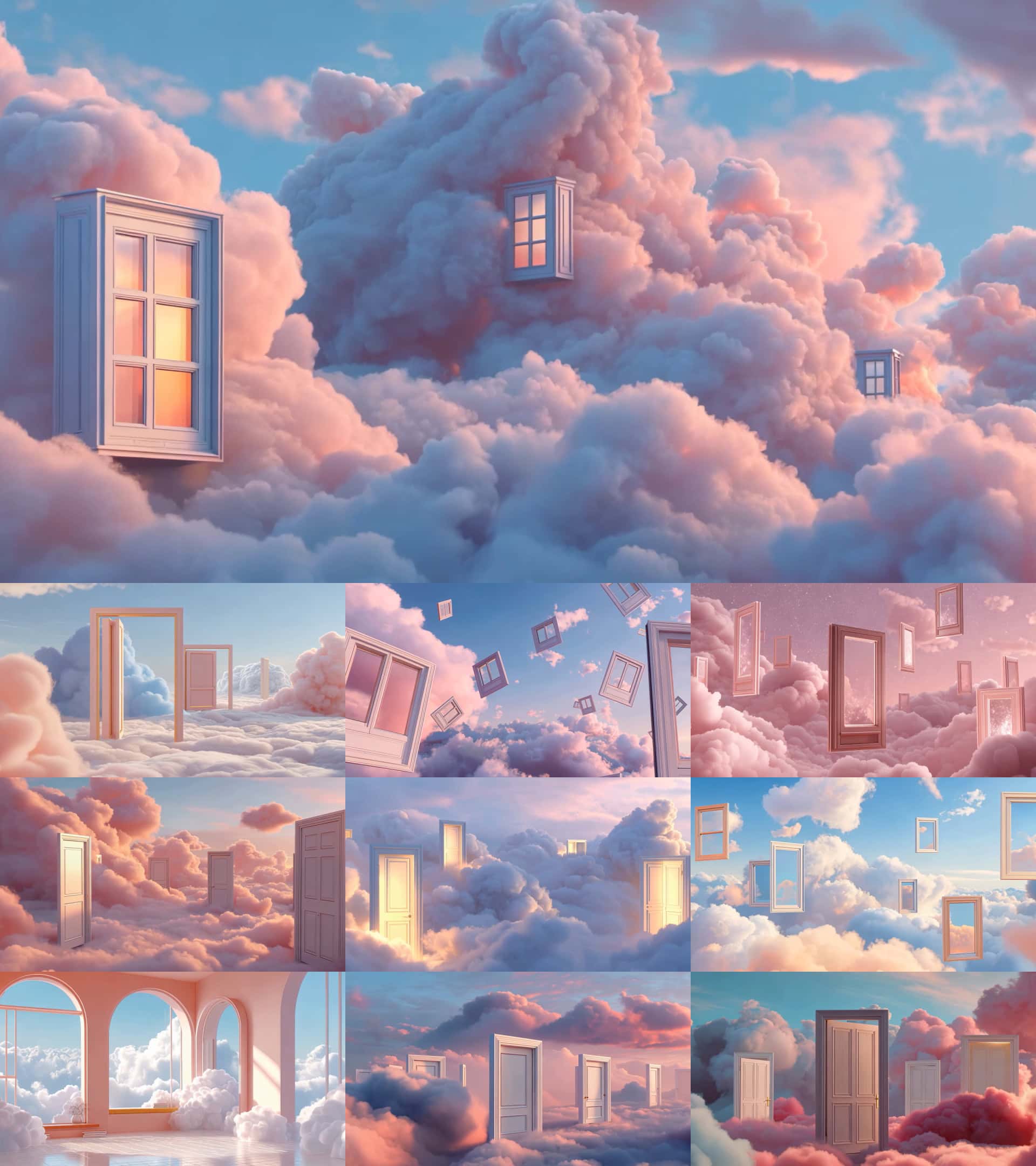 梦幻粉色云海视频素材云端之门童话舞台