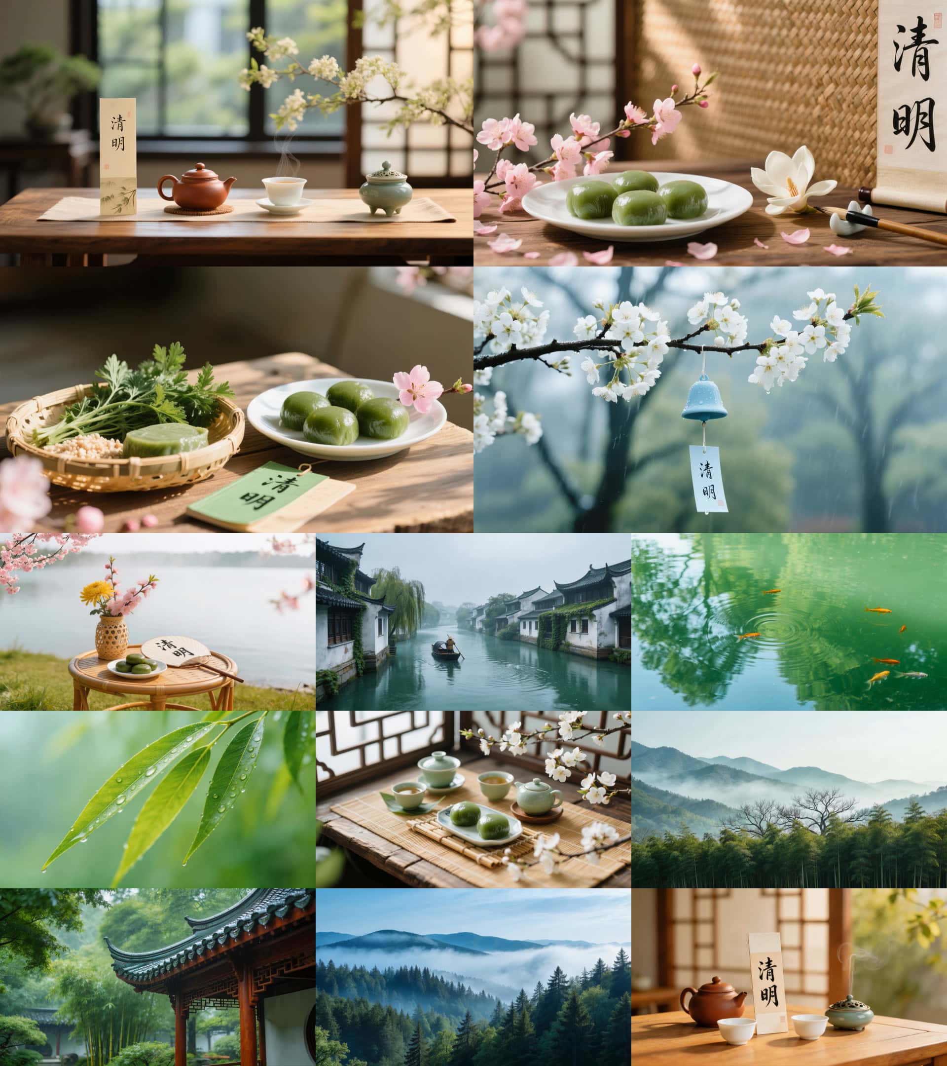 清明节气视频素材唯美江南春景青团品茶