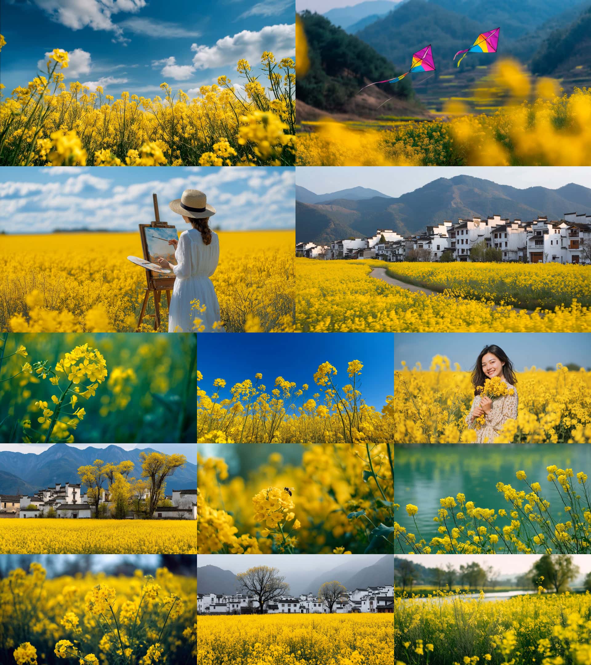 油菜花海视频素材唯美春天乡村田园风光