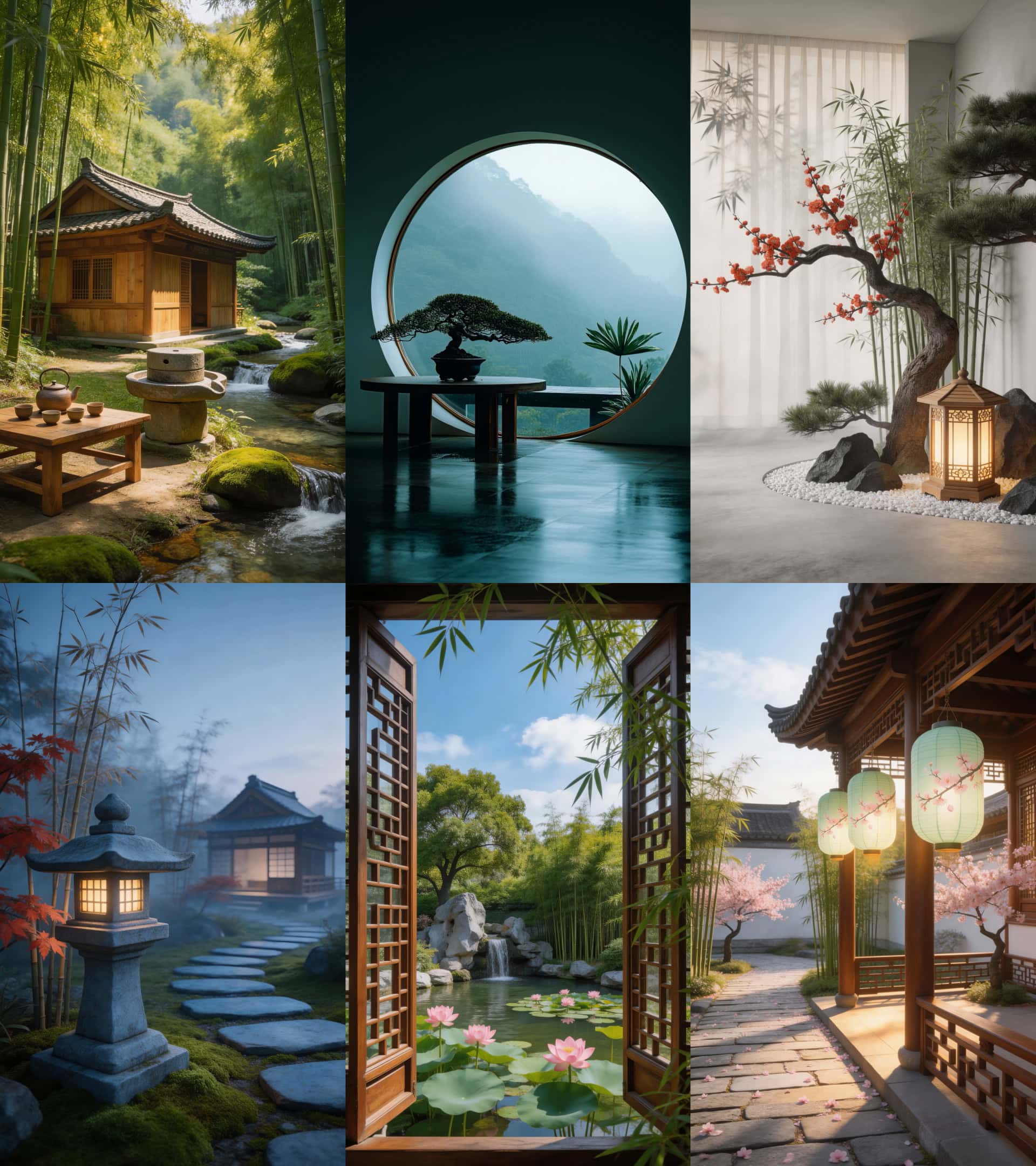 竖版江南古风直播背景视频素材中式禅意庭院