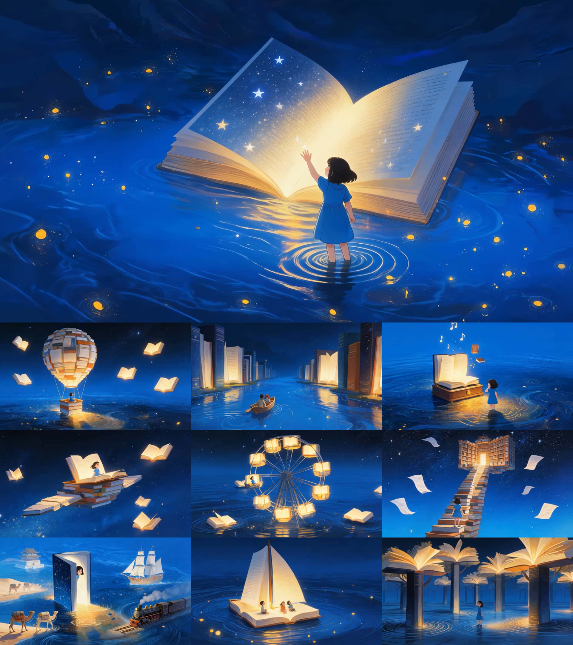 世界读书日卡通视频素材奇幻书海儿童阅读