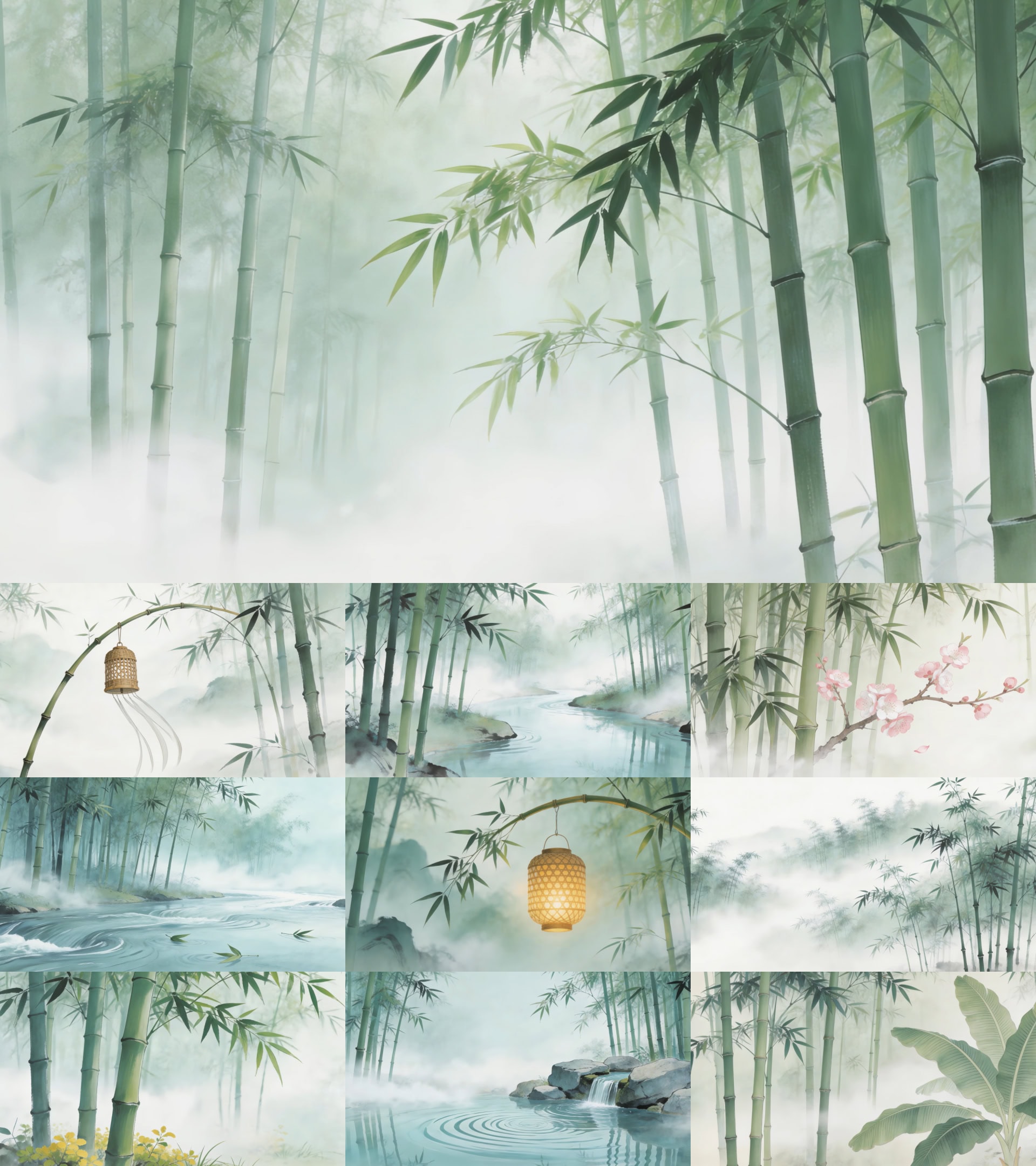 水墨竹林舞台背景视频素材古风意境禅意国画