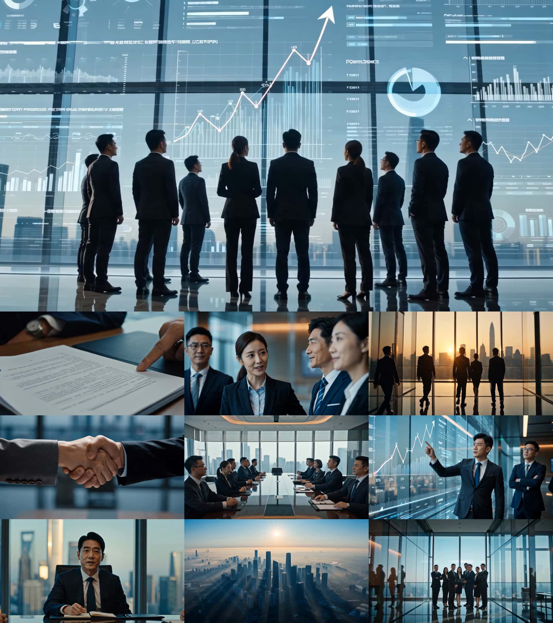商务合作企业精英团队视频素材高端洽谈签约会议