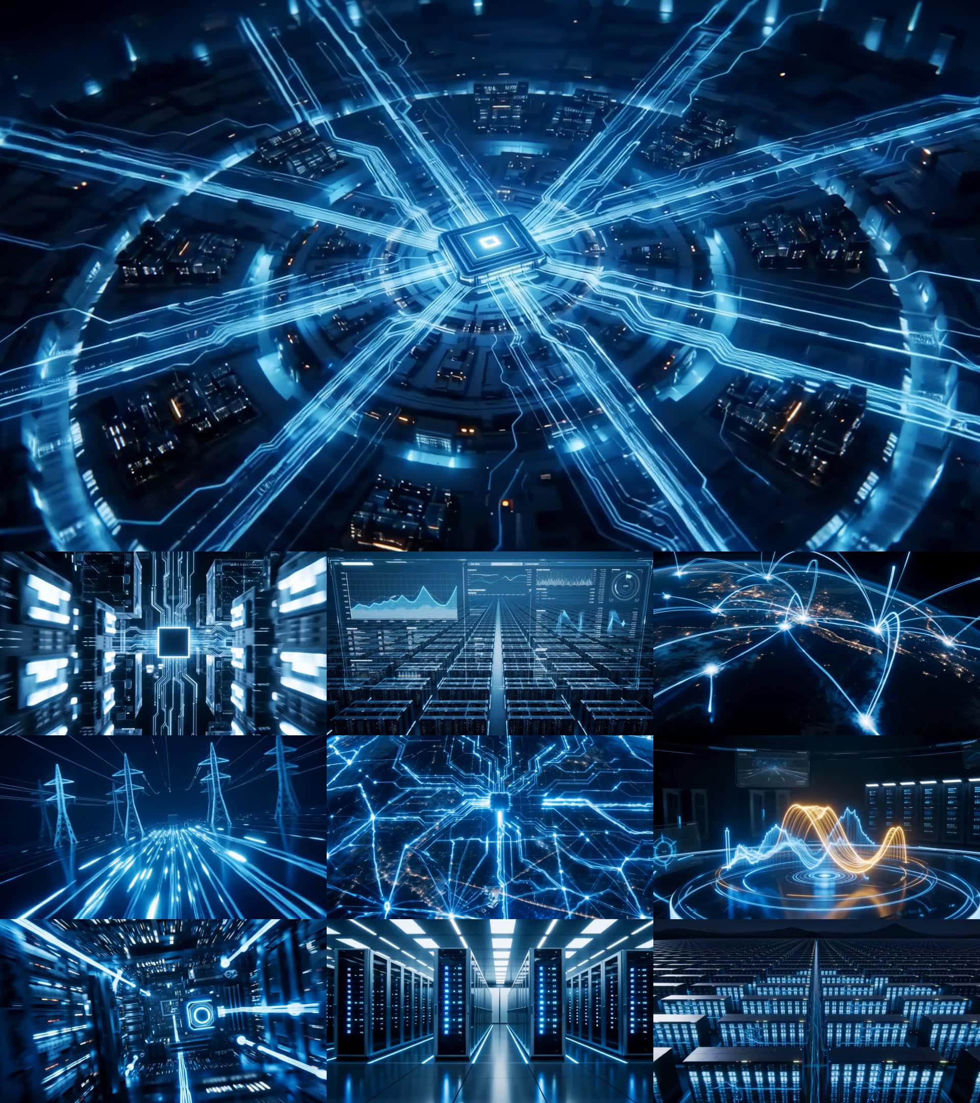 AI算力基建智算集群视频素材 数据中心算电协同云计算预览