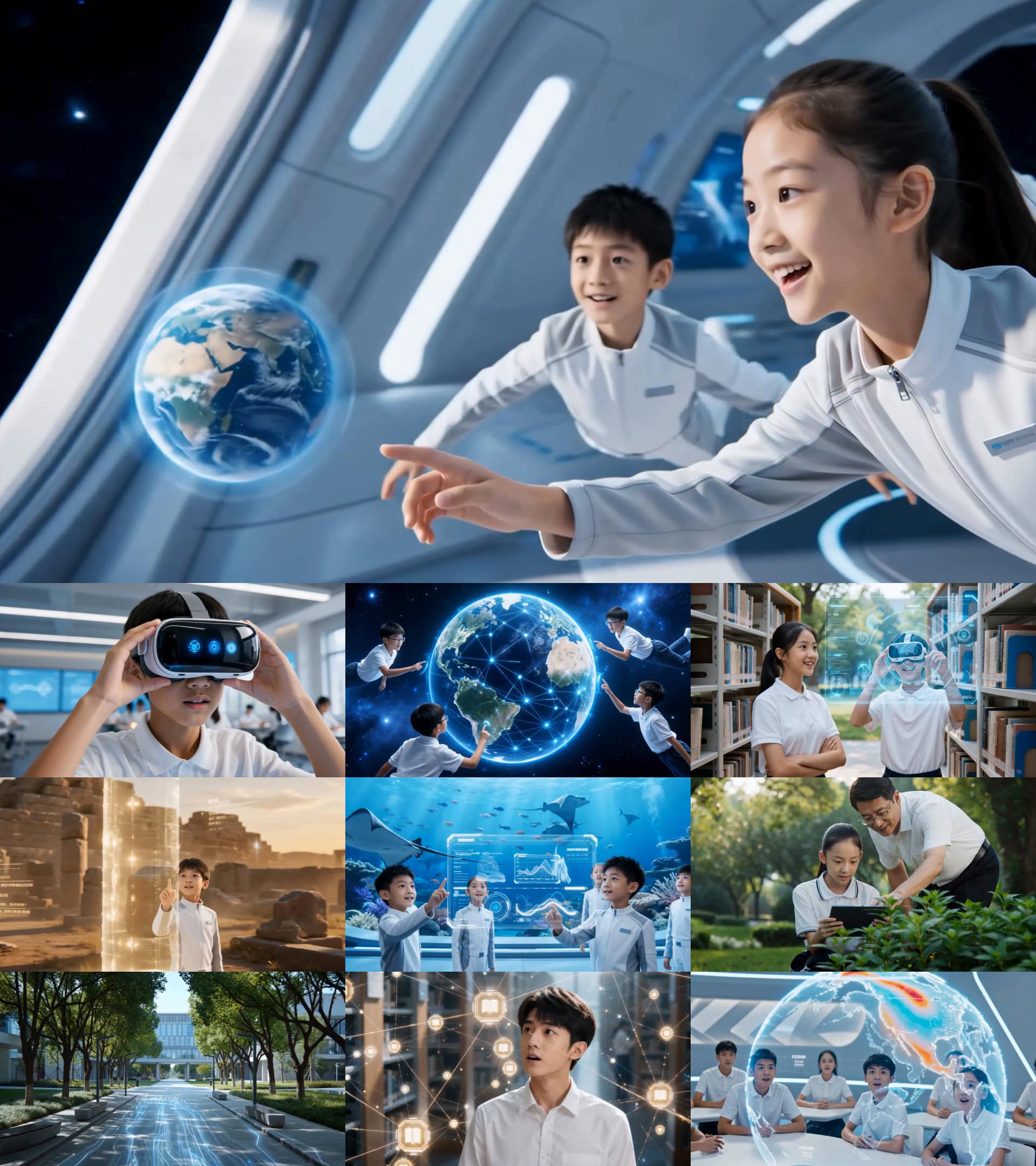 智慧教育智慧校园视频素材 全息VR课堂未来AI学校预览