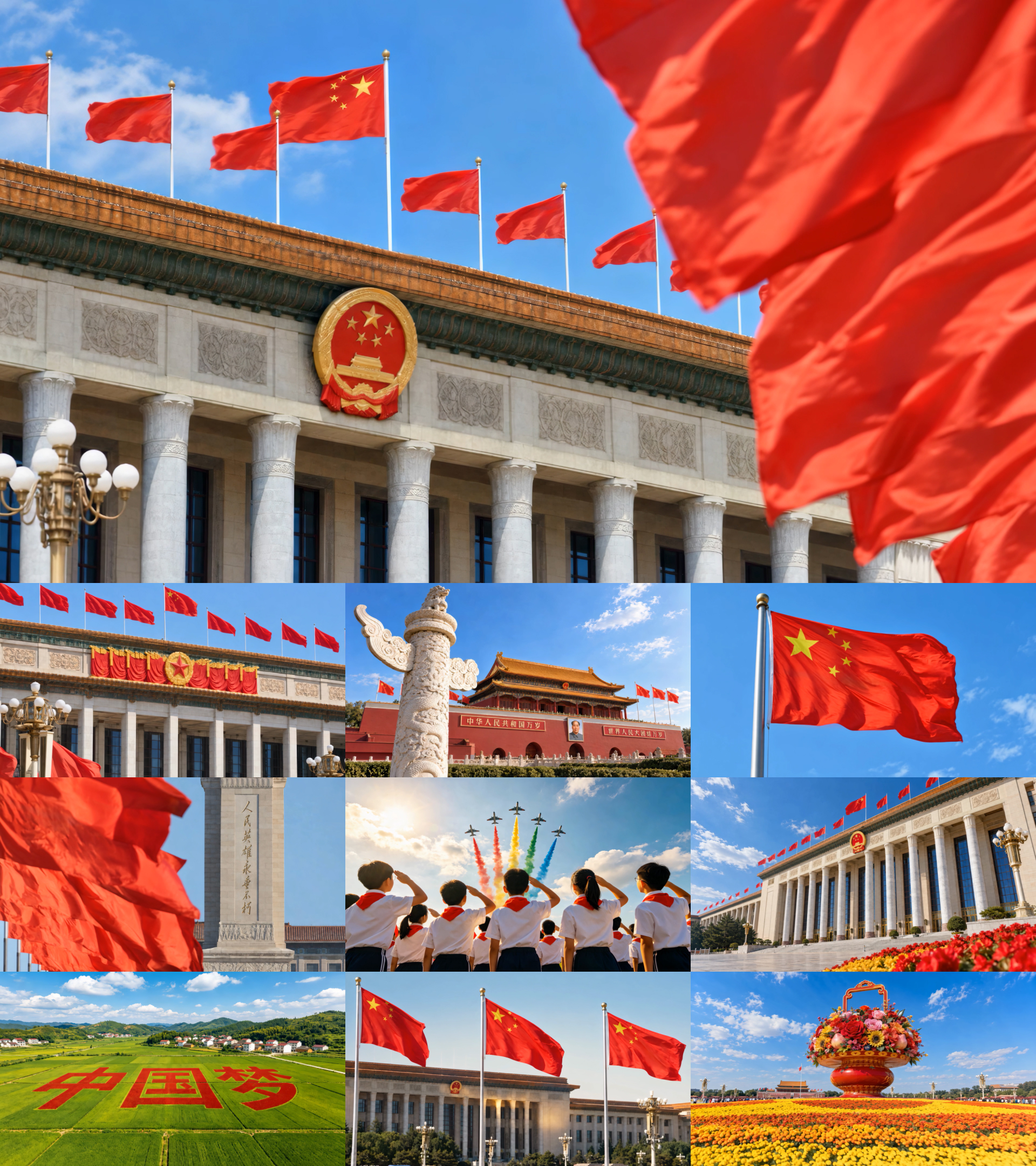 十一国庆节祝福祖国视频素材 天安门五星红旗中国梦预览